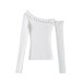 Solid color off shoulder top with sloping shoulders Solid color off shoulder top with sloping shoulders