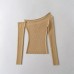 Solid color off shoulder top with sloping shoulders Solid color off shoulder top with sloping shoulders