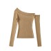 Solid color off shoulder top with sloping shoulders Solid color off shoulder top with sloping shoulders