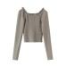 Drawstring strap button waist cinching long sleeved top Drawstring strap button waist cinching long sleeved top