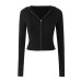 Elastic slim fit drawstring hooded zipper top Elastic slim fit drawstring hooded zipper top