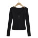Round neck button long sleeved top