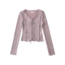 Tie up slim fit long sleeved top