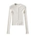 Round neck buckle long sleeved elastic slim fit top