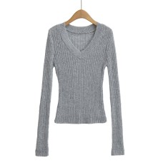 V-neck long sleeved elastic slim fit headband top