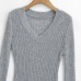 V-neck long sleeved elastic slim fit headband top