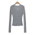 V-neck long sleeved elastic slim fit headband top