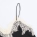 Color blocked lace satin textured top