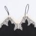 Color blocked lace satin textured top