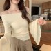 Chic Off-the-Shoulder Flared Sleeve Knit Top for Women