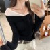 One-Shoulder Mesh Spliced Knotted Knit Top for Women One-Shoulder Mesh Spliced Knotted Knit Top for Women