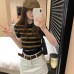 Polo Neck Striped Short Sleeve Knit Top Women Polo Neck Striped Short Sleeve Knit Top Women