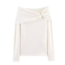 Spicy girl's one neck off shoulder studded top