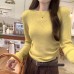 Solid Color Drawstring Long Sleeve Unique Knit Base Layer Women's Slim Fit Design Top