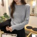 Solid Color Drawstring Long Sleeve Unique Knit Base Layer Women's Slim Fit Design Top