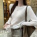 Knitted Long Sleeve Top for Women Loose Fit, Casual Slimming and Elegant Design