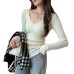 Striped Purple V-Neck Long Sleeve Knit Top for Women