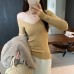 Striped Purple V-Neck Long Sleeve Knit Top for Women