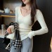 Striped Purple V-Neck Long Sleeve Knit Top for Women