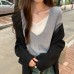 Faux Two-Piece Spliced V-Neck Knit Top for Women, Slimming Youthful Look