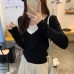 Faux Two-Piece Spliced V-Neck Knit Top for Women, Slimming Youthful Look