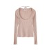 Pure Desire Square Neck Tie-Up Slim-Fitting Knit Top for Women