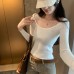 Pure Desire Square Neck Tie-Up Slim-Fitting Knit Top for Women