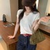 Style Loose V-Neck Slim-Fitting Short Sleeve Knit Top for Women