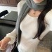 Square Neck Flared Sleeve Fitted Knit Top for Women
