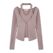Hanging Neckline Two-Piece Slimming Knit Top for Women Hanging Neckline Two-Piece Slimming Knit Top for Women