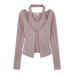 Hanging Neckline Two-Piece Slimming Knit Top for Women