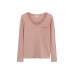 Elegant Early Winter Innerwear Wide U-Neck Loose Slimming Knit Top for Women
