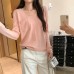 Elegant Early Winter Innerwear Wide U-Neck Loose Slimming Knit Top for Women