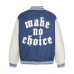 Color blocked denim baseball jersey
