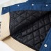 Color blocked denim baseball jersey