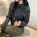 Relaxed Loose Striped High Neck Knit Top for Women