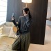 Relaxed Loose Striped High Neck Knit Top for Women