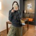 Relaxed Loose Striped High Neck Knit Top for Women