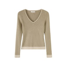Style Color-Block V-Neck Knit Top for Women, Slim Fit