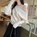 Chic One-Shoulder Long Sleeve Knit Top for Women, Lazy Shoulder-Baring Elegant Upper Wear Chic One-Shoulder Long Sleeve Knit Top for Women, Lazy Shoulder-Baring Elegant Upper Wear