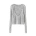Solid color round neck long sleeved top