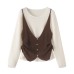 Round neck long sleeved drawstring top