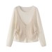 Round neck long sleeved drawstring top