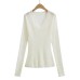 V-neck off shoulder loose long sleeved top