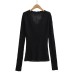 V-neck off shoulder loose long sleeved top