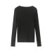 Single breasted round neck long sleeved top