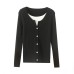 Single breasted round neck long sleeved top