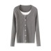 Single breasted round neck long sleeved top