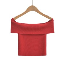 Flip up one shoulder elastic top Flip up one shoulder elastic top