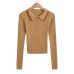 Collar button elastic slim top